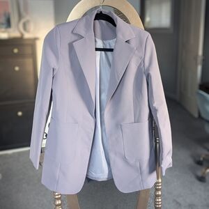 Pastel Purple Open-Front Blazer Jacket for Women